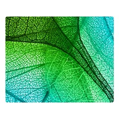 3d Leaves Texture Sheet Blue Green Two Sides Premium Plush Fleece Blanket (large)