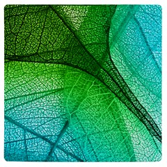 3d Leaves Texture Sheet Blue Green Uv Print Square Tile Coaster 