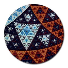 Fractal Triangle Geometric Abstract Pattern Round Mousepad