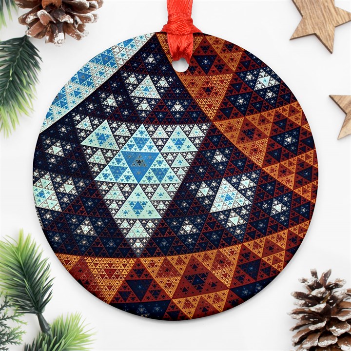 Fractal Triangle Geometric Abstract Pattern Ornament (Round)