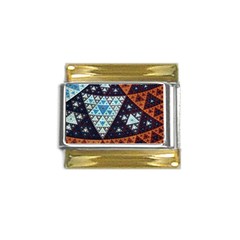 Fractal Triangle Geometric Abstract Pattern Gold Trim Italian Charm (9mm)