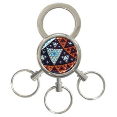 Fractal Triangle Geometric Abstract Pattern 3-ring Key Chain