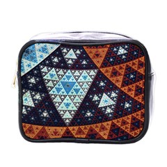 Fractal Triangle Geometric Abstract Pattern Mini Toiletries Bag (one Side)