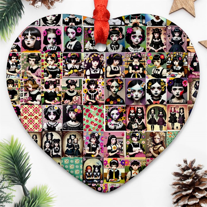 Spanish Gothic Girls Pattern Ornament (Heart)