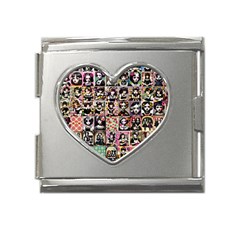 Spanish Gothic Girls Pattern Mega Link Heart Italian Charm (18mm)