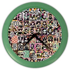 Spanish Gothic Girls Pattern Color Wall Clock