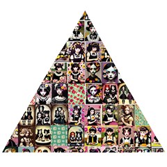 Spanish Gothic Girls Pattern Wooden Puzzle Triangle