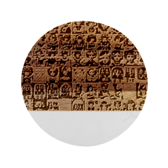 Spanish Gothic Girls Pattern Marble Wood Coaster (round)