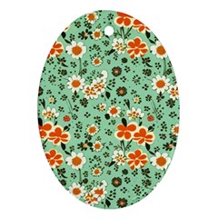 Retro 1960s Flowers Pattern 3 Ornament (oval)