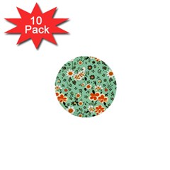 Retro 1960s Flowers Pattern 3 1  Mini Buttons (10 Pack) 