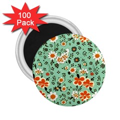 Retro 1960s Flowers Pattern 3 2 25  Magnets (100 Pack) 