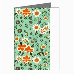 Retro 1960s Flowers Pattern 3 Greeting Cards (pkg Of 8)