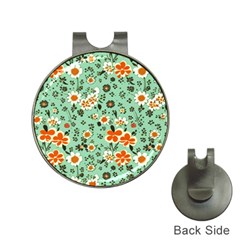 Retro 1960s Flowers Pattern 3 Hat Clips With Golf Markers