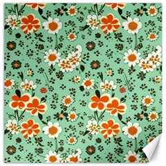 Retro 1960s Flowers Pattern 3 Canvas 16  X 16 