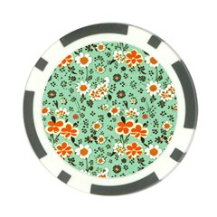 Retro 1960s Flowers Pattern 3 Poker Chip Card Guard