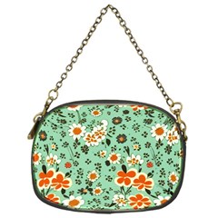 Retro 1960s Flowers Pattern 3 Chain Purse (one Side)