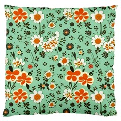 Retro 1960s Flowers Pattern 3 Large Cushion Case (two Sides)