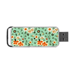 Retro 1960s Flowers Pattern 3 Portable Usb Flash (one Side) by violetheavensky