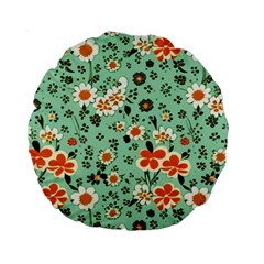 Retro 1960s Flowers Pattern 3 Standard 15  Premium Round Cushions