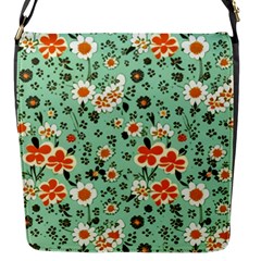 Retro 1960s Flowers Pattern 3 Flap Closure Messenger Bag (s) by violetheavensky