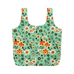 Retro 1960s Flowers Pattern 3 Full Print Recycle Bag (m)