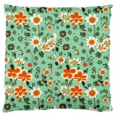 Retro 1960s Flowers Pattern 3 Large Premium Plush Fleece Cushion Case (two Sides) by violetheavensky