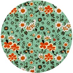 Retro 1960s Flowers Pattern 3 Uv Print Round Tile Coaster