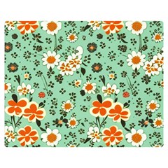 Retro 1960s Flowers Pattern 3 Premium Plush Fleece Blanket (medium)