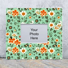 Retro 1960s Flowers Pattern 3 White Wall Photo Frame 5  X 7 