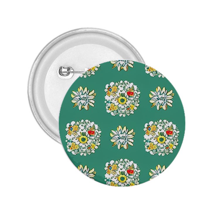 Retro 1960s Flowers Pattern 2 2.25  Buttons