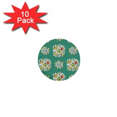 Retro 1960s Flowers Pattern 2 1  Mini Buttons (10 Pack) 