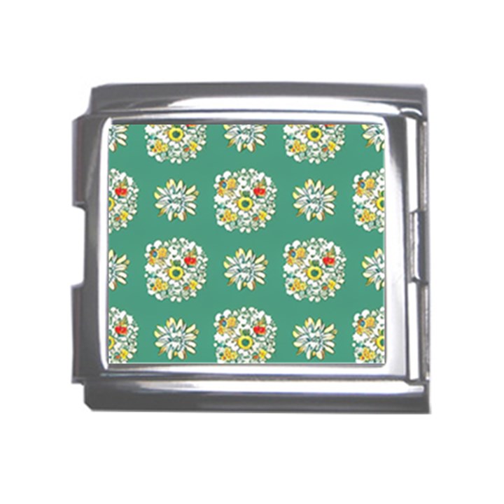 Retro 1960s Flowers Pattern 2 Mega Link Italian Charm (18mm)