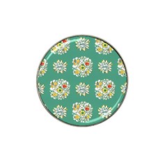 Retro 1960s Flowers Pattern 2 Hat Clip Ball Marker (10 Pack)