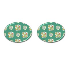 Retro 1960s Flowers Pattern 2 Cufflinks (oval)