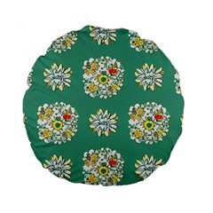 Retro 1960s Flowers Pattern 2 Standard 15  Premium Round Cushions