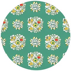 Retro 1960s Flowers Pattern 2 Wooden Puzzle Round