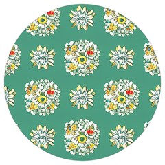 Retro 1960s Flowers Pattern 2 Round Trivet by violetheavensky