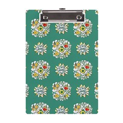 Retro 1960s Flowers Pattern 2 A5 Acrylic Clipboard by violetheavensky