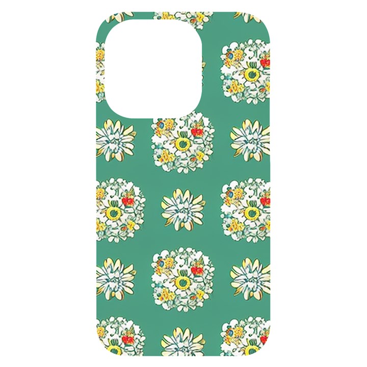 Retro 1960s Flowers Pattern 2 iPhone 14 Pro Black UV Print Case