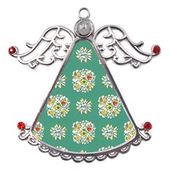 Retro 1960s Flowers Pattern 2 Metal Angel With Crystal Ornament by patterns123