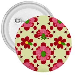 Retro 1960s Flowers Pattern 4 3  Buttons