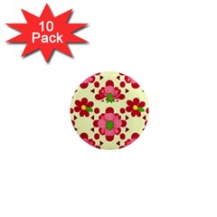 Retro 1960s Flowers Pattern 4 1  Mini Magnet (10 Pack)  by patterns123