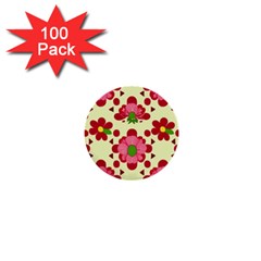 Retro 1960s Flowers Pattern 4 1  Mini Buttons (100 Pack)  by patterns123