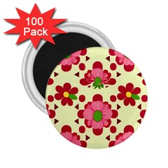 Retro 1960s Flowers Pattern 4 2 25  Magnets (100 Pack) 