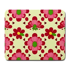 Retro 1960s Flowers Pattern 4 Large Mousepad