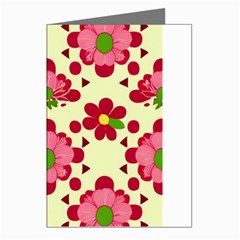 Retro 1960s Flowers Pattern 4 Greeting Cards (pkg Of 8)