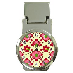 Retro 1960s Flowers Pattern 4 Money Clip Watches