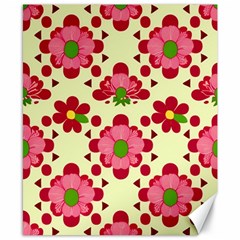 Retro 1960s Flowers Pattern 4 Canvas 8  X 10 