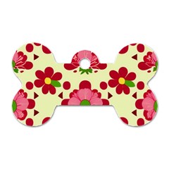 Retro 1960s Flowers Pattern 4 Dog Tag Bone (two Sides)