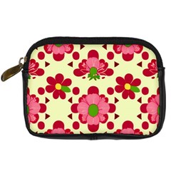 Retro 1960s Flowers Pattern 4 Digital Camera Leather Case